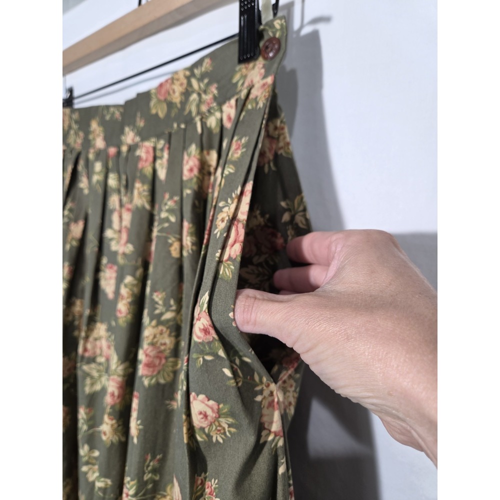 Ralph Lauren Country Floral Midi Skirt Sz 10 Cottage Rose Challis Cotton Romance - Picture 4 of 9